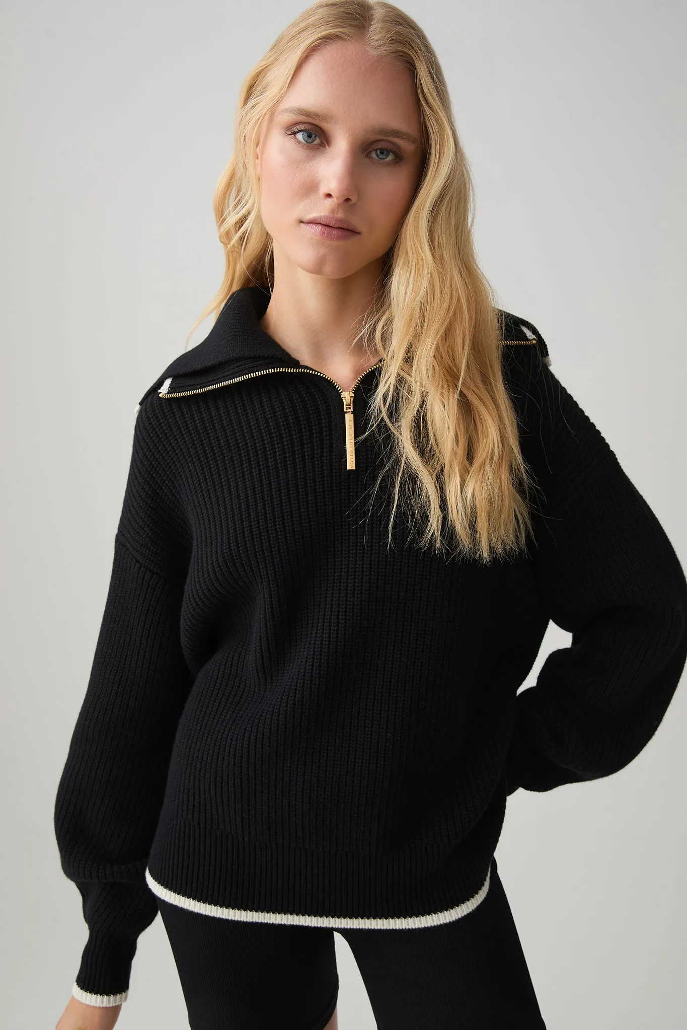 1/4 Zip Ribbed Knit Jumper 431