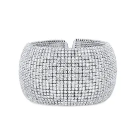 18k White Gold 24ctw Diamond Cuff Bracelet - Estate