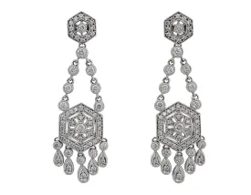 18k White Gold Diamond Chandelier Earrings