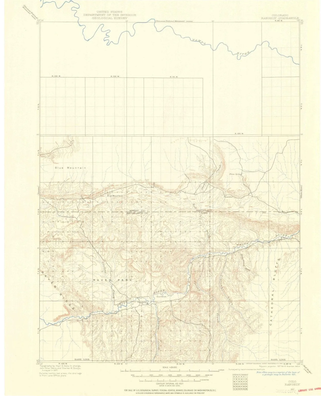 1907 Rangely, CO - Colorado - USGS Topographic Map