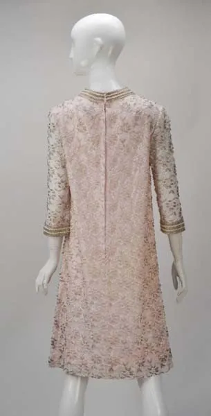 1960s Valentina Lace Beaded Cocktail Dress