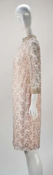 1960s Valentina Lace Beaded Cocktail Dress