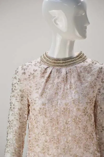 1960s Valentina Lace Beaded Cocktail Dress