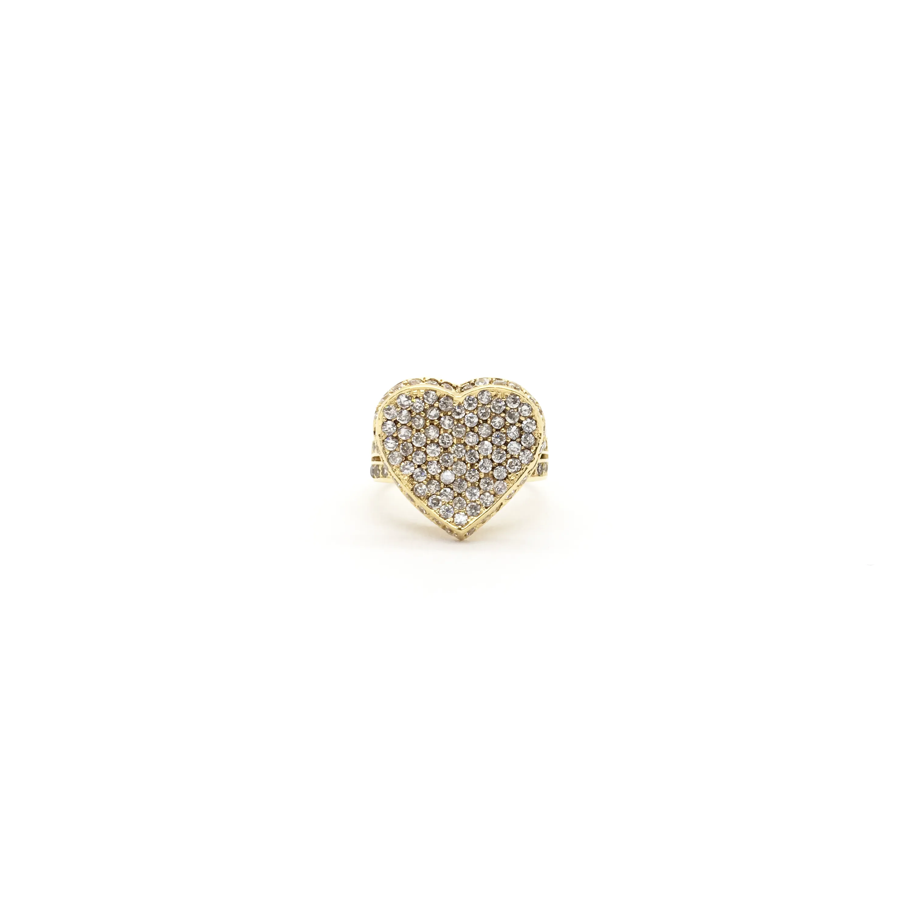 3D Hollow Heart CZ Ring (14K)