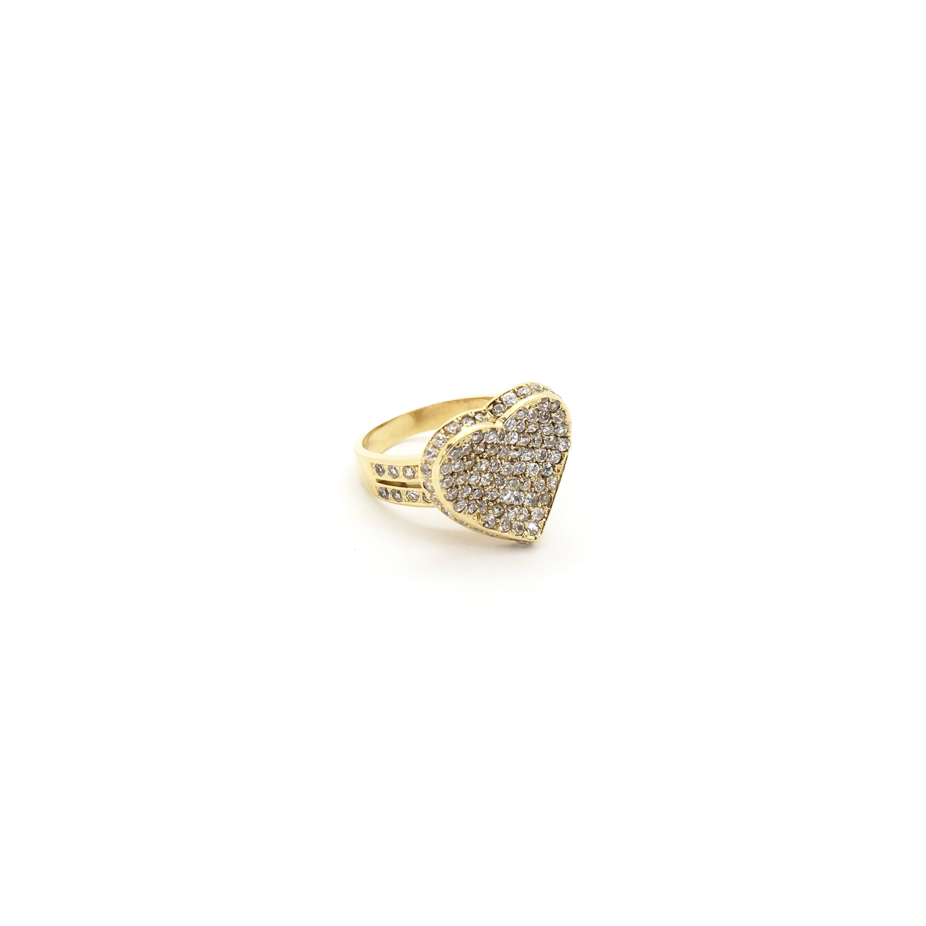 3D Hollow Heart CZ Ring (14K)