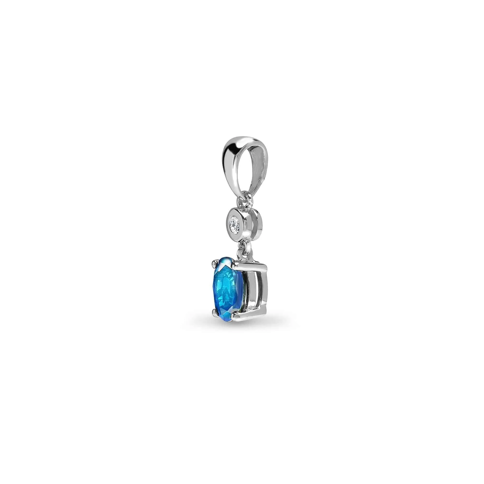 9ct White Diamonds - 4pts Aquamarine -40pts Drop Pendant