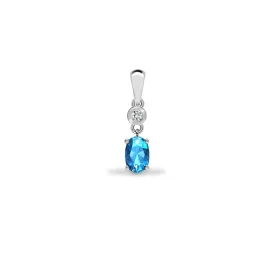 9ct White Diamonds - 4pts Aquamarine -40pts Drop Pendant