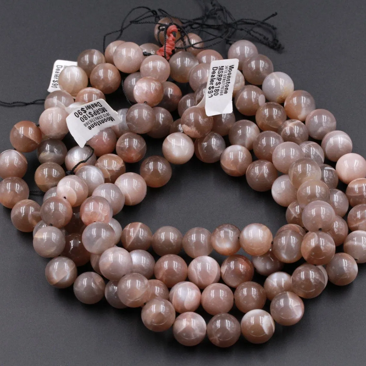 AAA Grade Natural Peach Gray Moonstone 14mm Round Beads High Quality High Polished Large Sphere Ball Gemstone 16" Strand