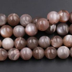 AAA Grade Natural Peach Gray Moonstone 14mm Round Beads High Quality High Polished Large Sphere Ball Gemstone 16" Strand