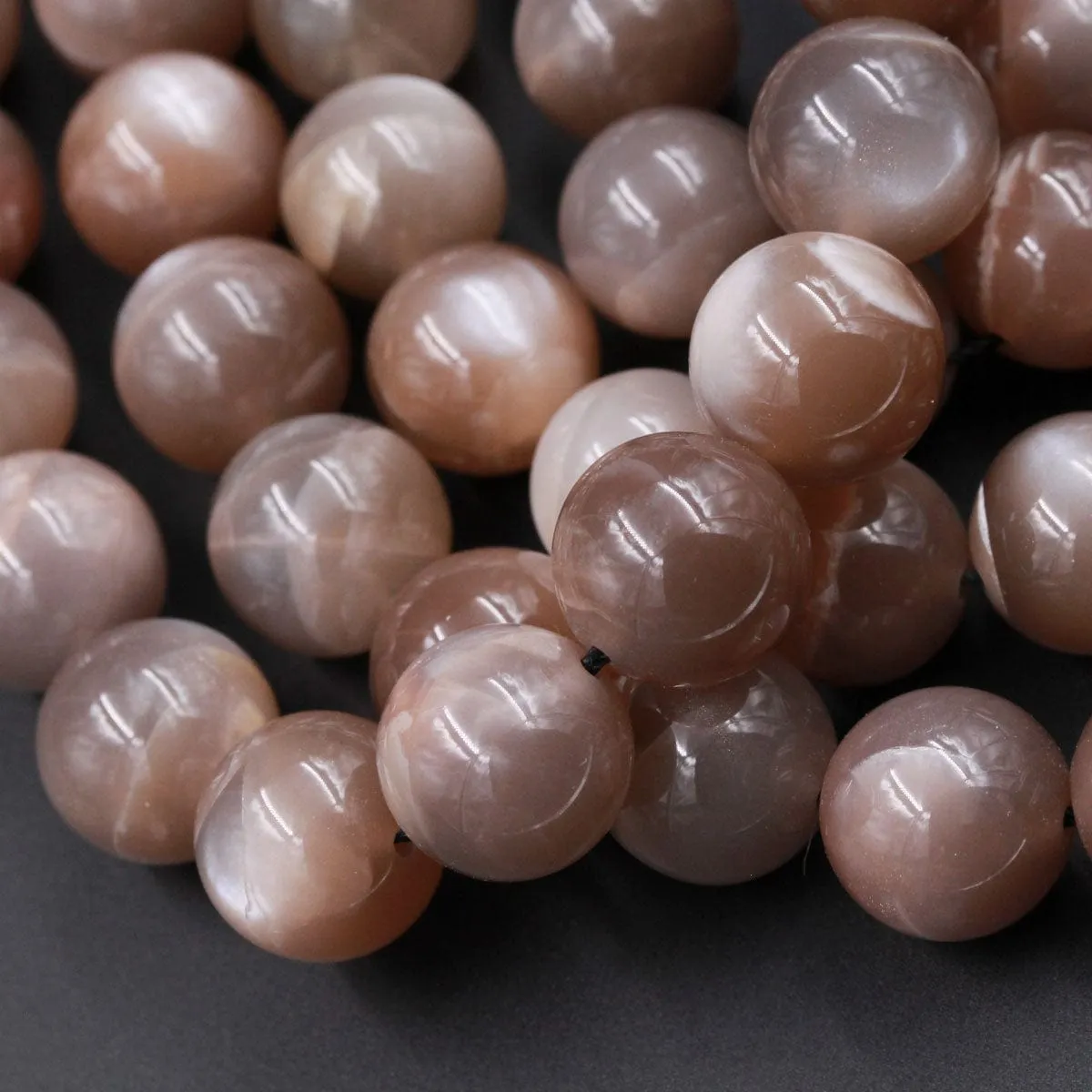 AAA Grade Natural Peach Gray Moonstone 14mm Round Beads High Quality High Polished Large Sphere Ball Gemstone 16" Strand