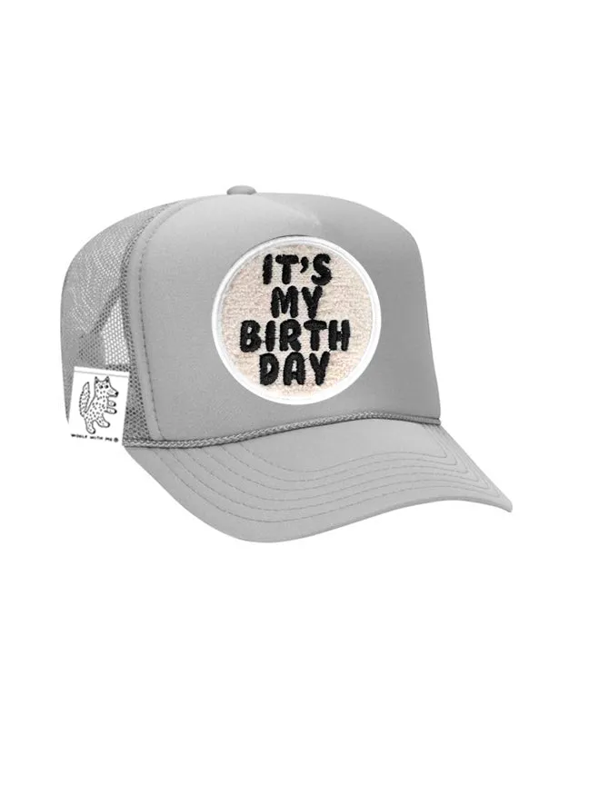 ADULT Trucker Hat with Interchangeable Velcro Patch (Gray)