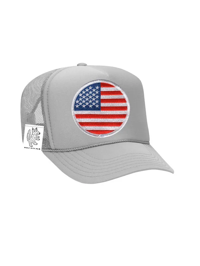 ADULT Trucker Hat with Interchangeable Velcro Patch (Gray)