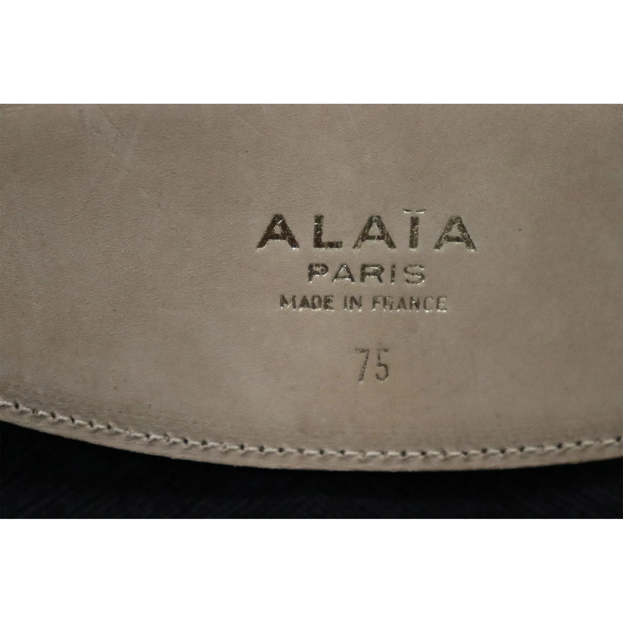 Alaia Gray Leather Belt W/ Gold Accents