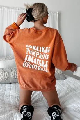 All Things Fall Double-Sided Corded Graphic Crewneck (Burnout Orange) - Print On Demand