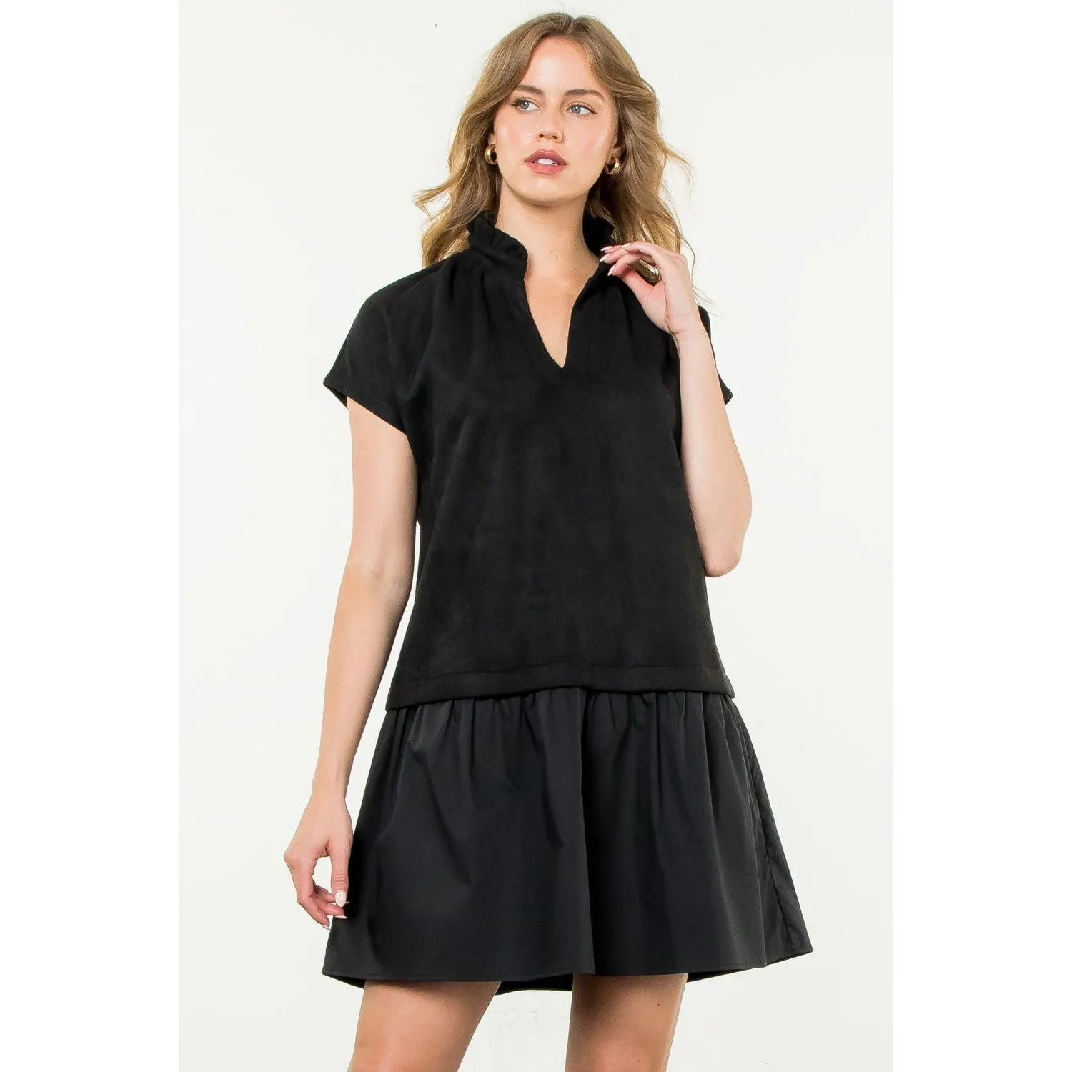 Anastasia Suede Short Sleeve THML Dress