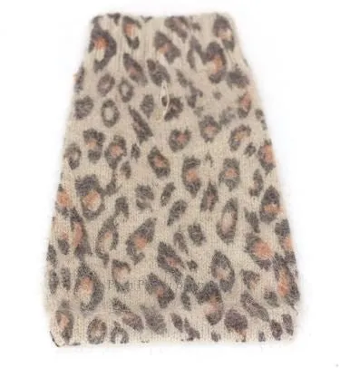 Animal Instincts Mock Neck Angora Blend Sweater- Brown Leopard