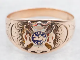 Antique Brotherhood of the Elks Enamel Gold Band