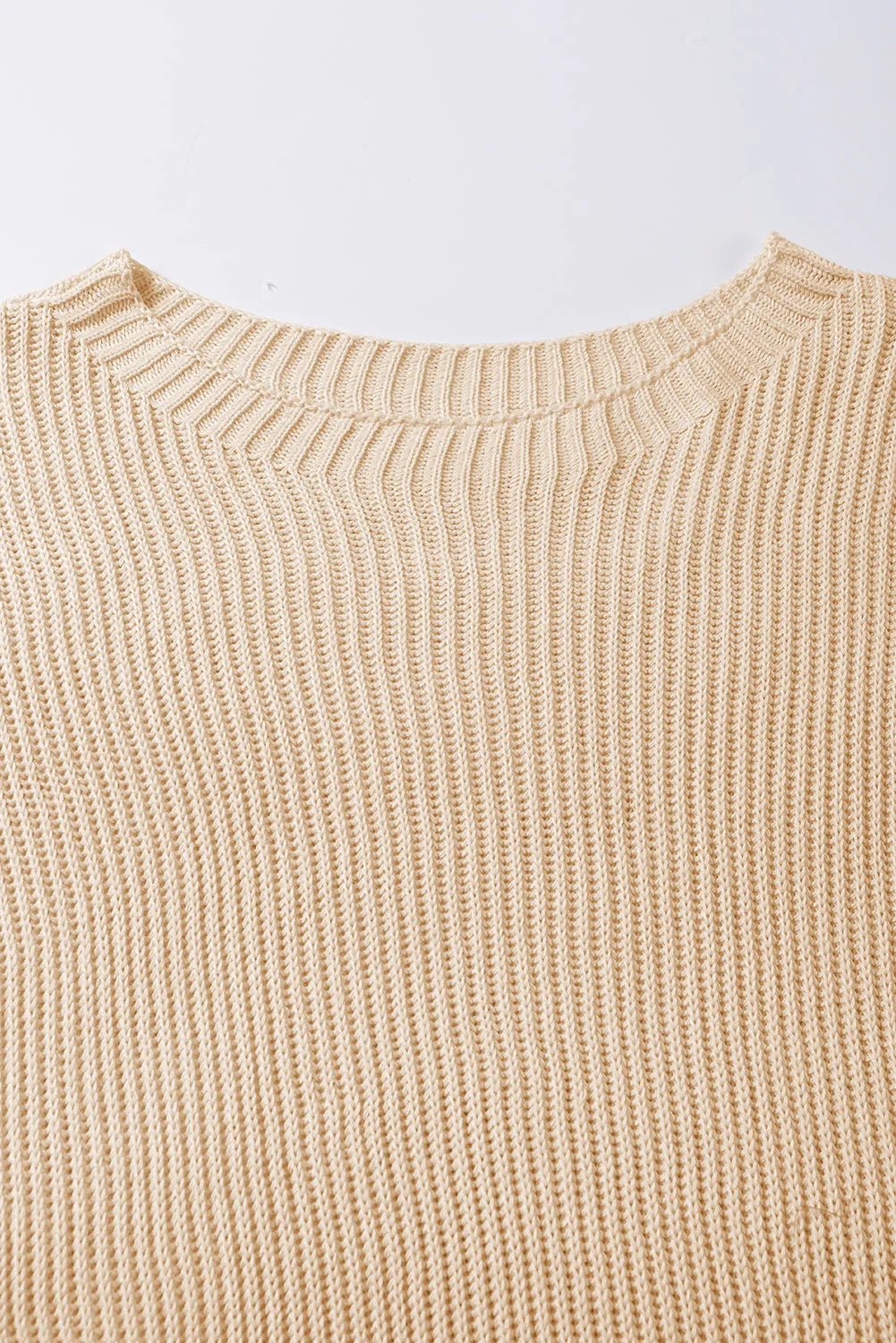 Apricot Short Sleeve Side Slit Oversized Sweater