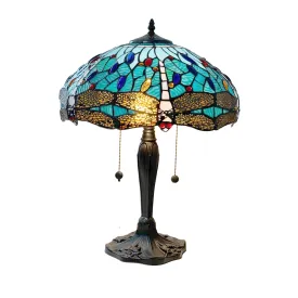 Aqua Dragonfly Tiffany Table Lamp