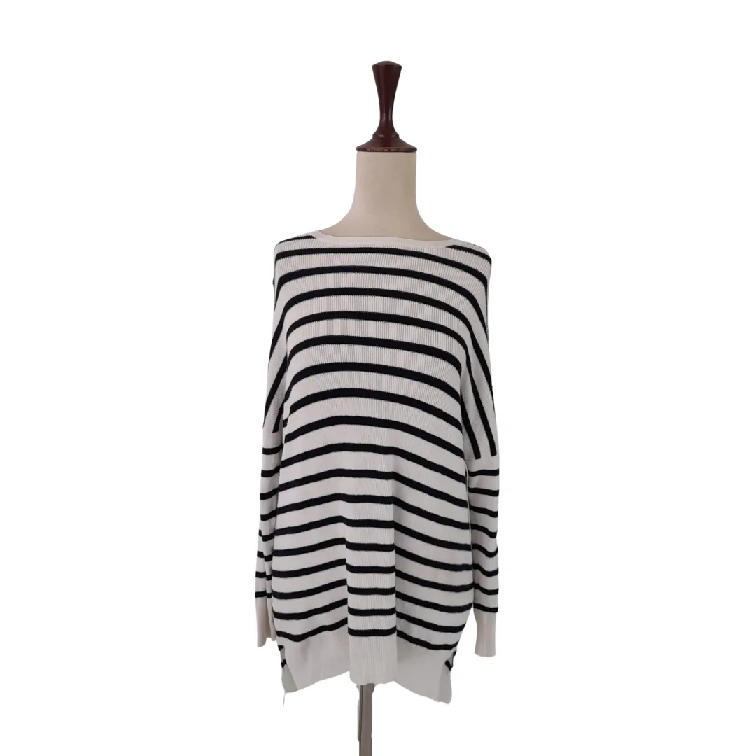 Atmosphere Black and White Striped Sweater | Gently Used |