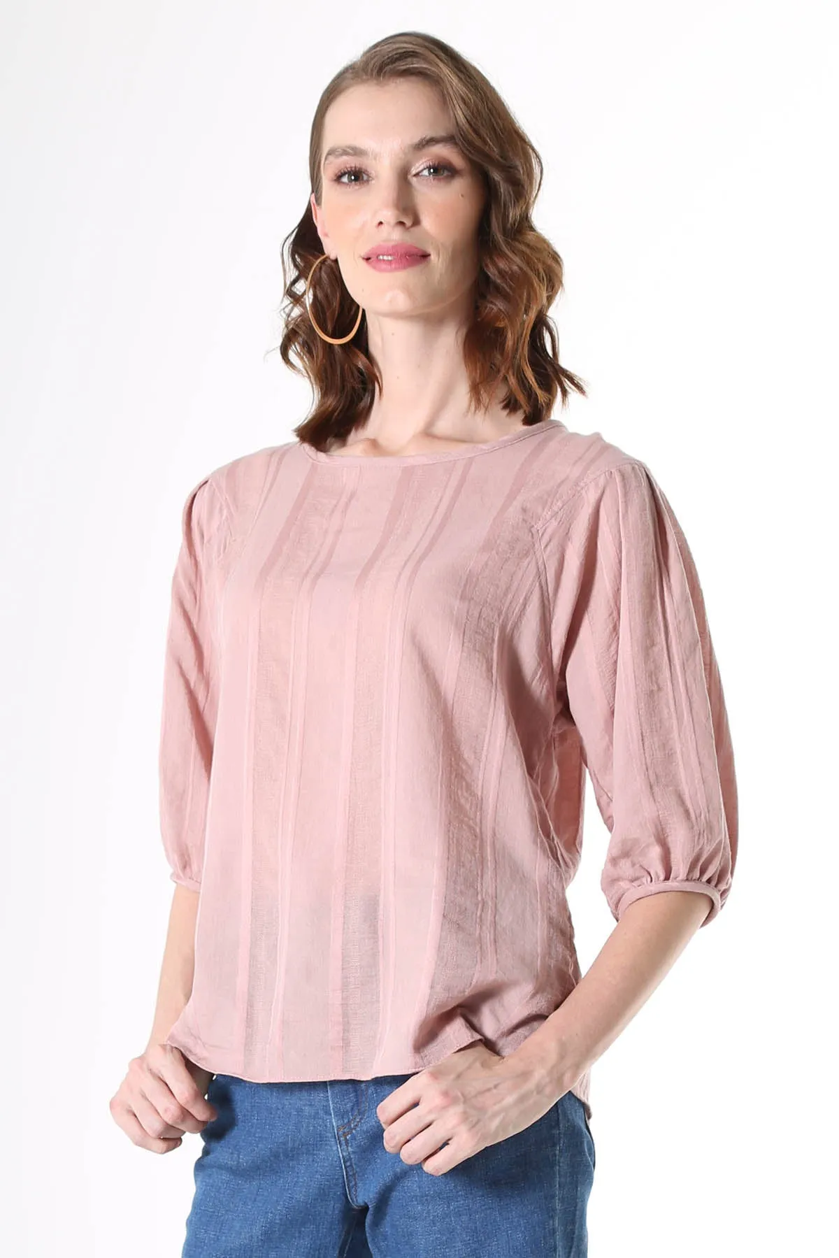 Avenida Textured Blouse Musk in Cotton Blend