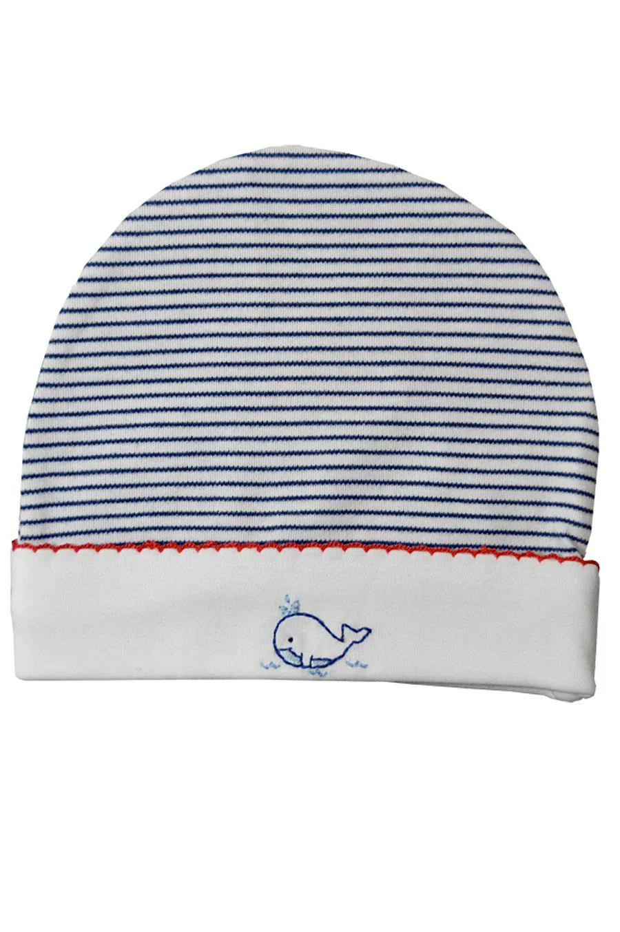 Baby Boy's Navy Blue Striped Whale Hat