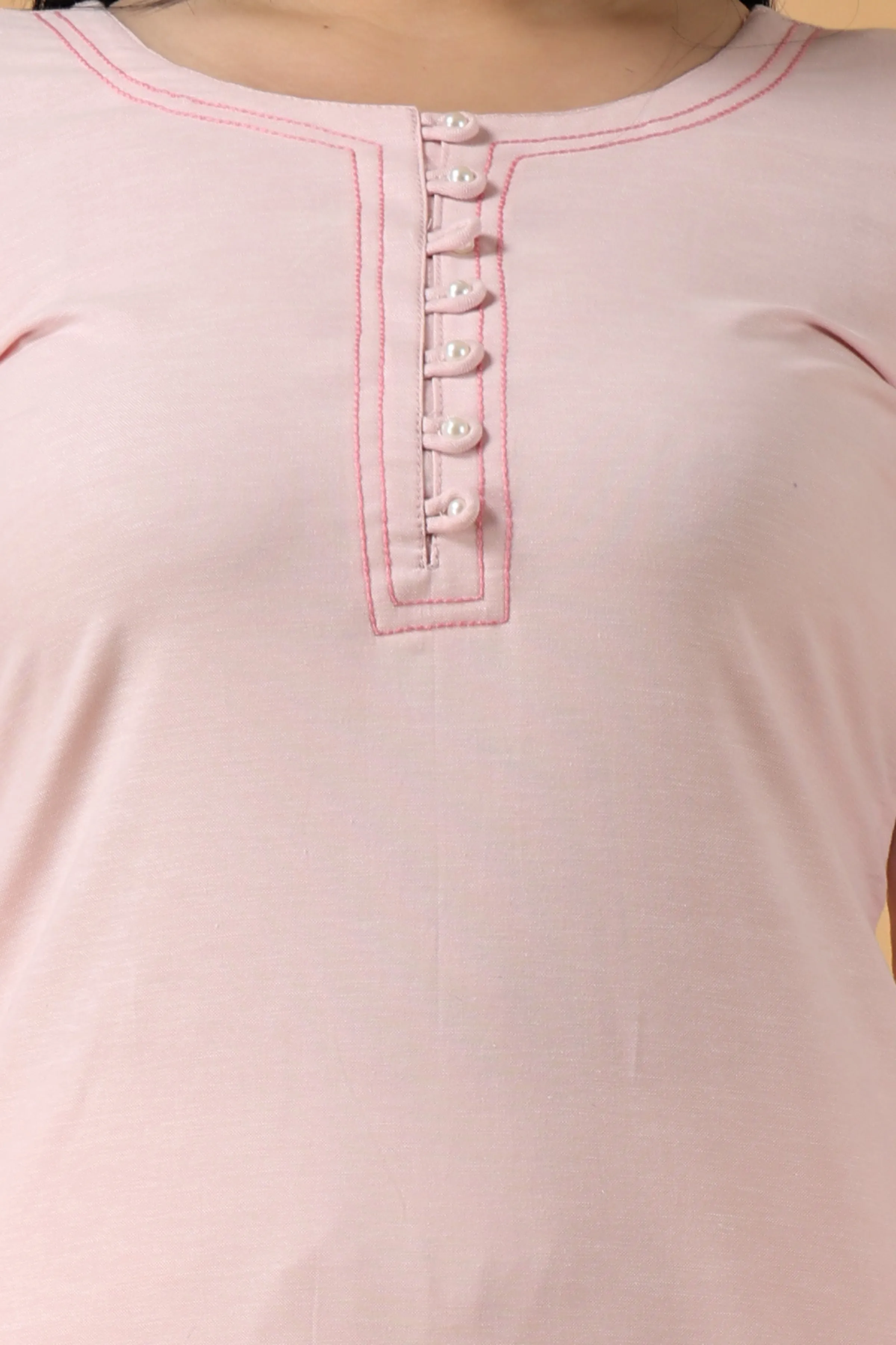 Baby Pink Cotton Kurta