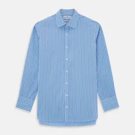 BLUE & WHITE STRIPE COTTON REGULAR FIT SHIRT