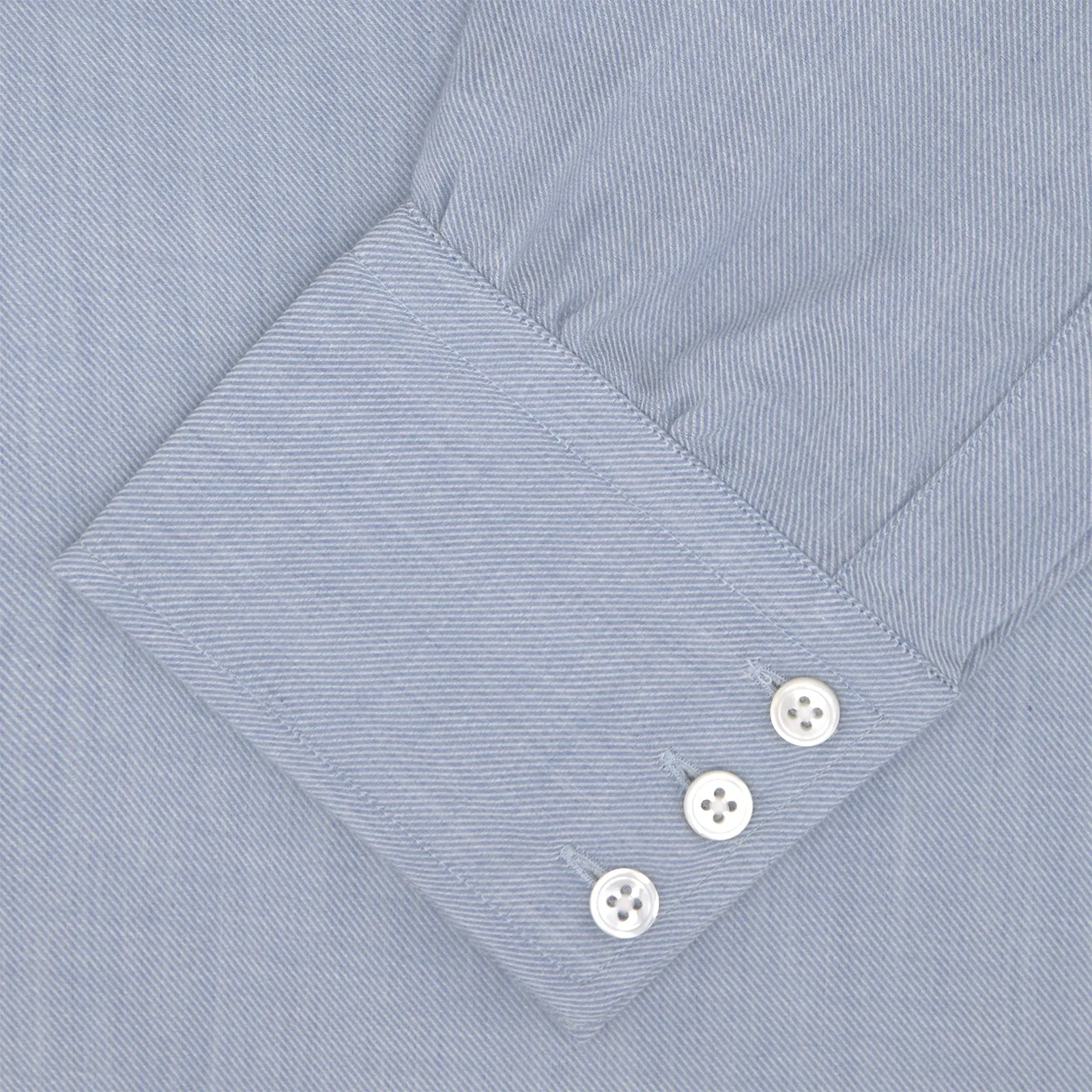 Blue Cashmere Blend Shirt with T&A Collar and 3-Button Cuffs