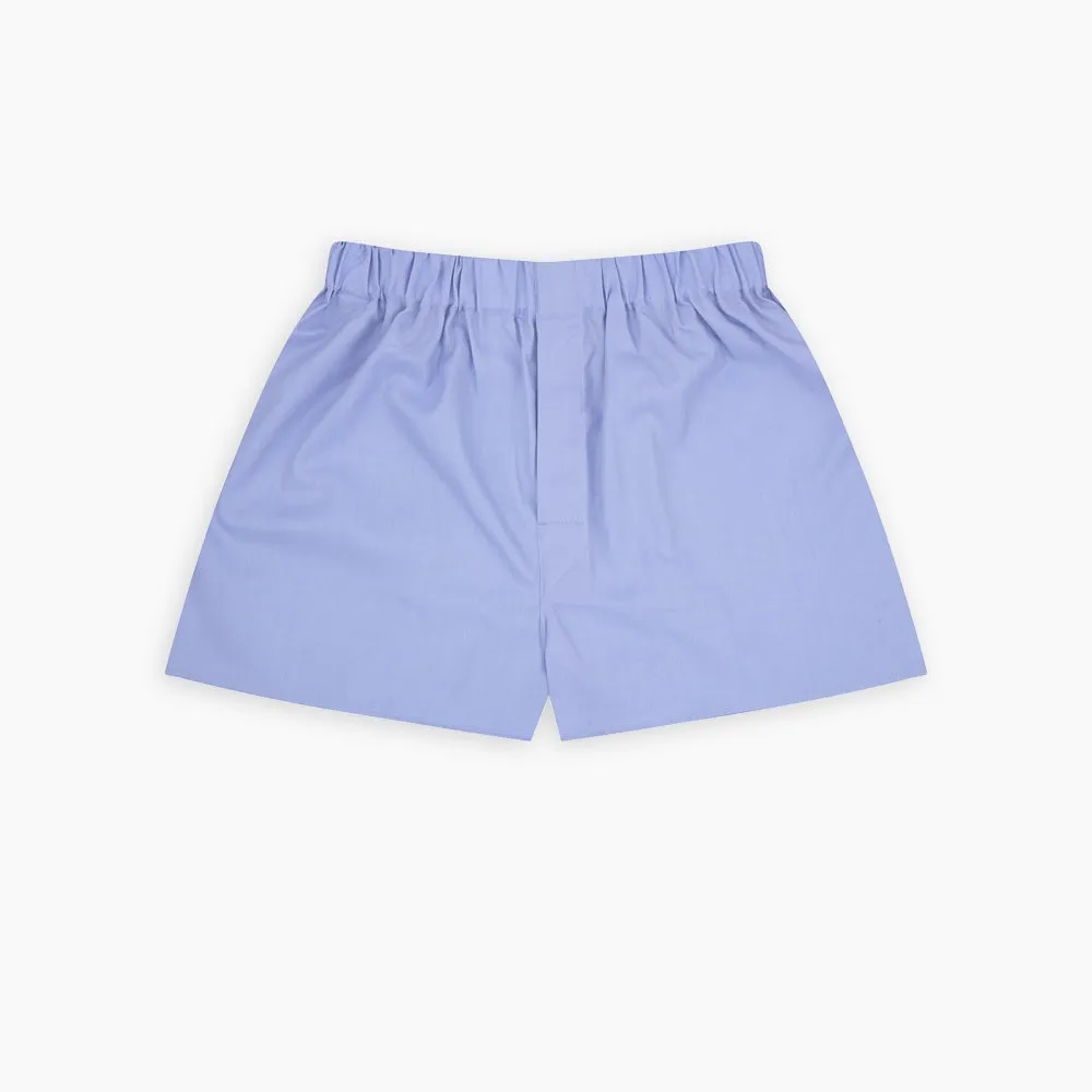 Blue Herringbone Sea Island Quality Cotton Boxer Shorts