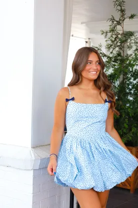 BLUE POLKA DOT BUBBLE DRESS