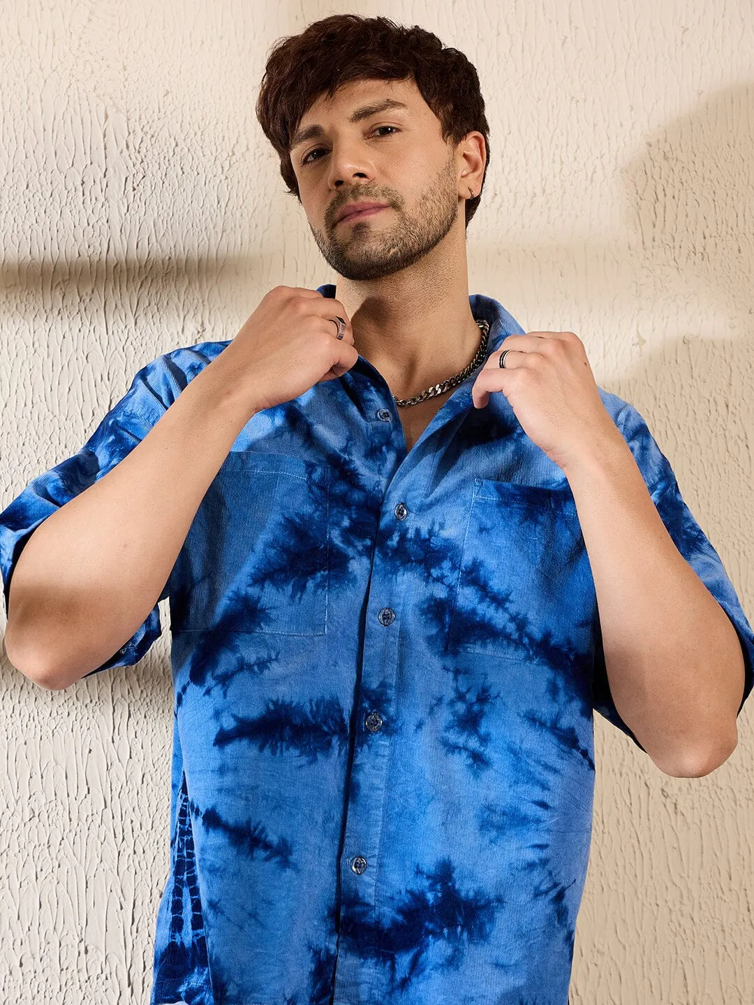 Blue Tie & Dye Corduroy Shirt