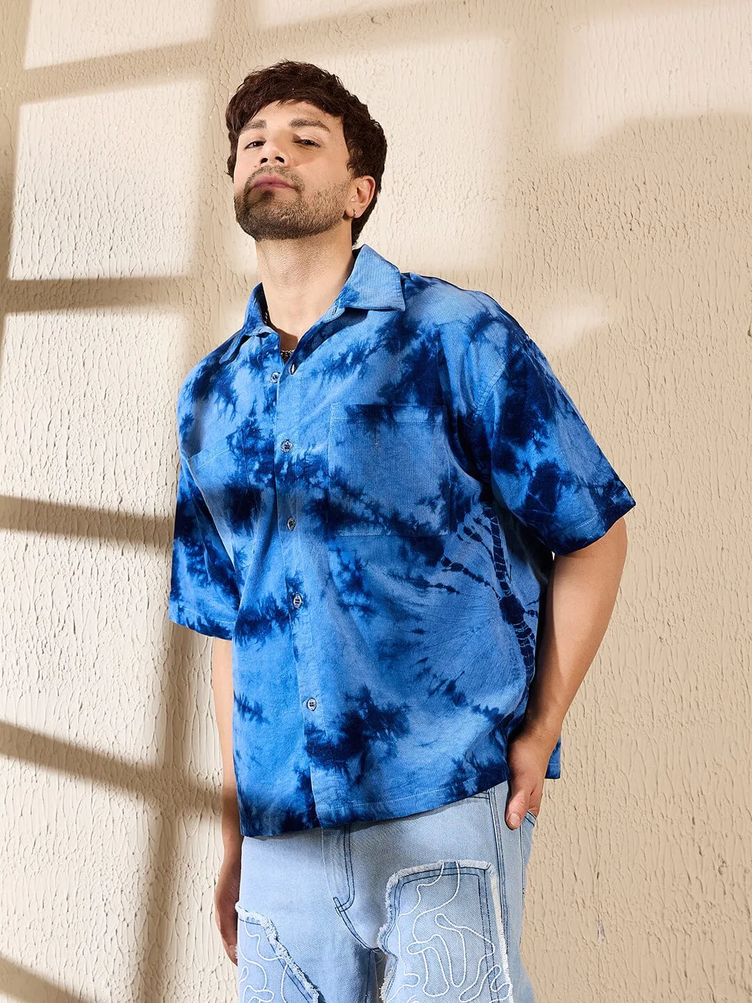 Blue Tie & Dye Corduroy Shirt