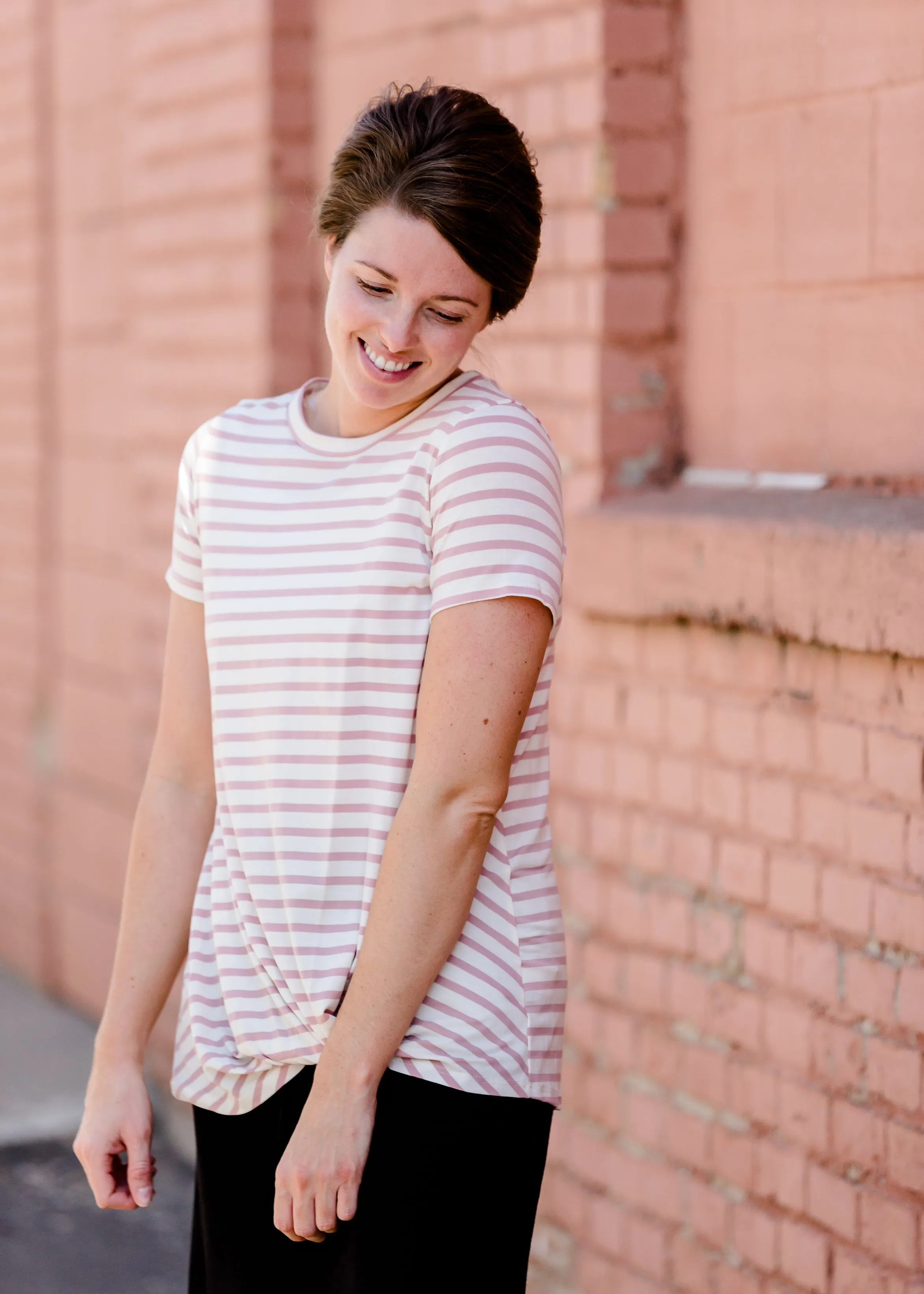 Blush Front Striped Knot Tee - FINAL SALE