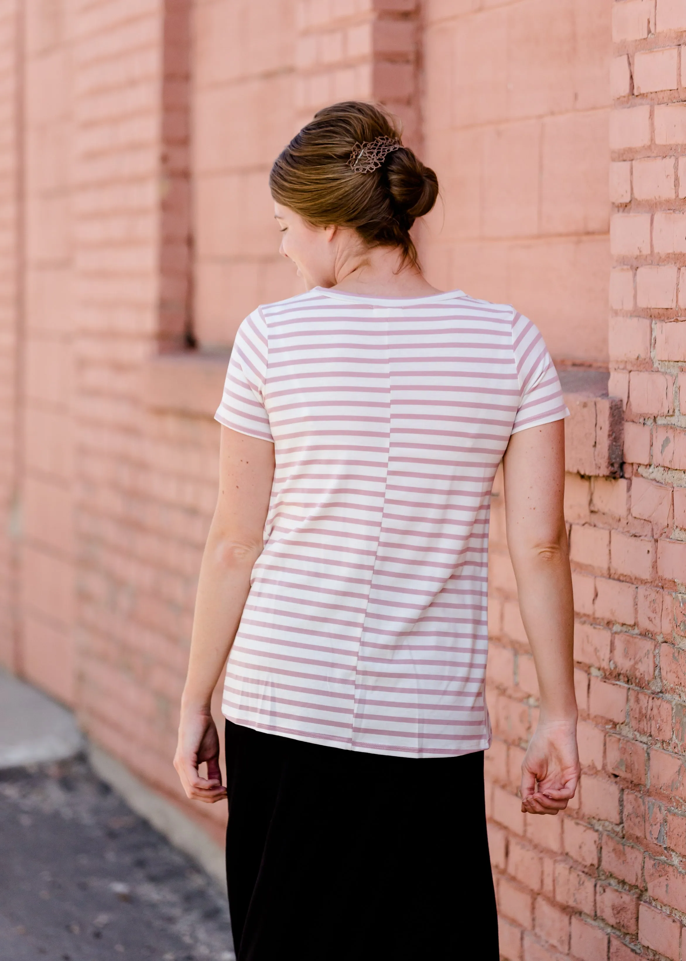 Blush Front Striped Knot Tee - FINAL SALE