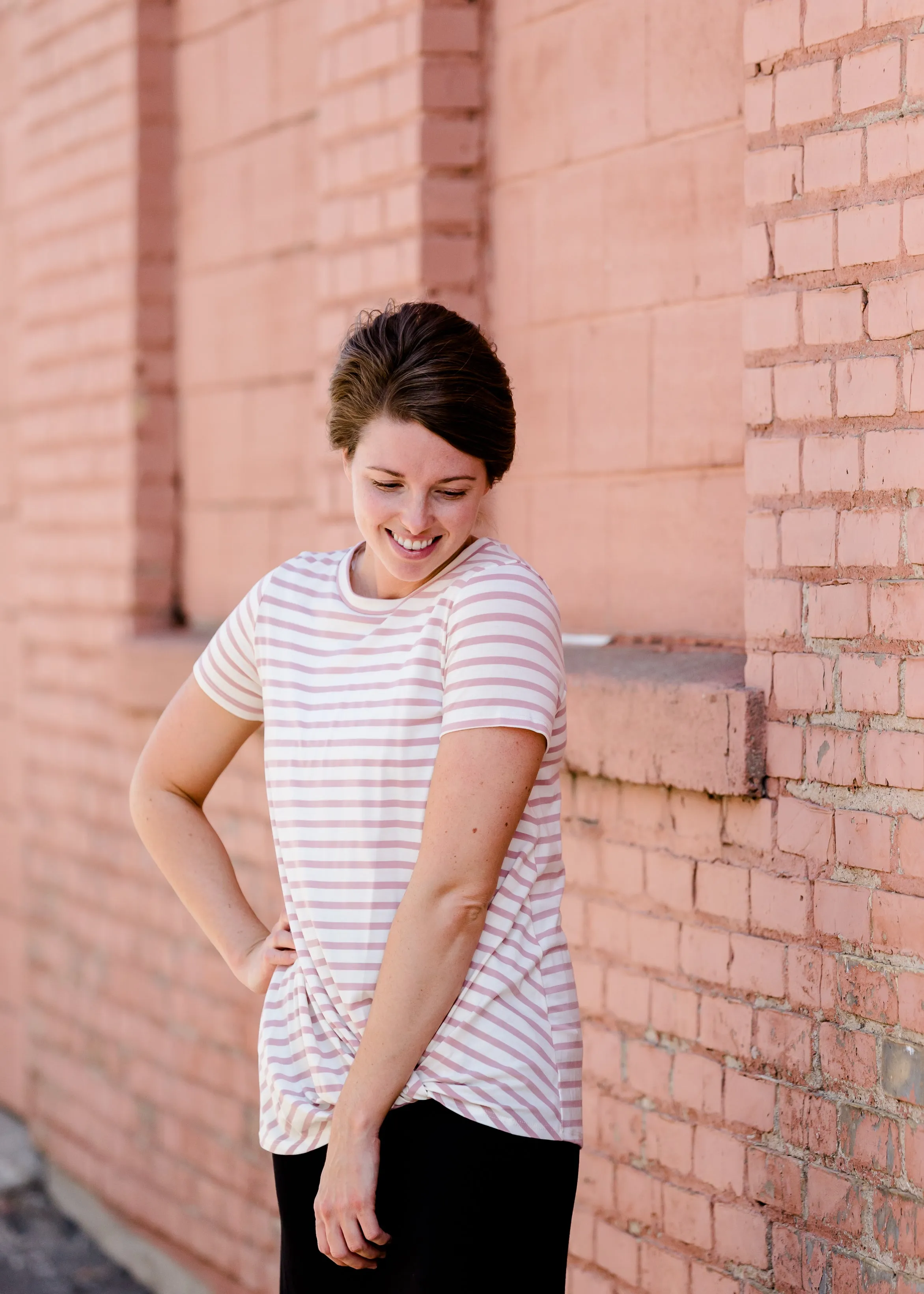 Blush Front Striped Knot Tee - FINAL SALE