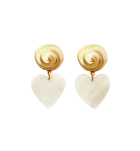 Brinker   Eliza Rainey White Heart Earrings