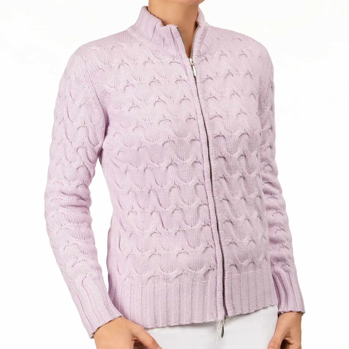 Cable Knit Cardigan in Lilac