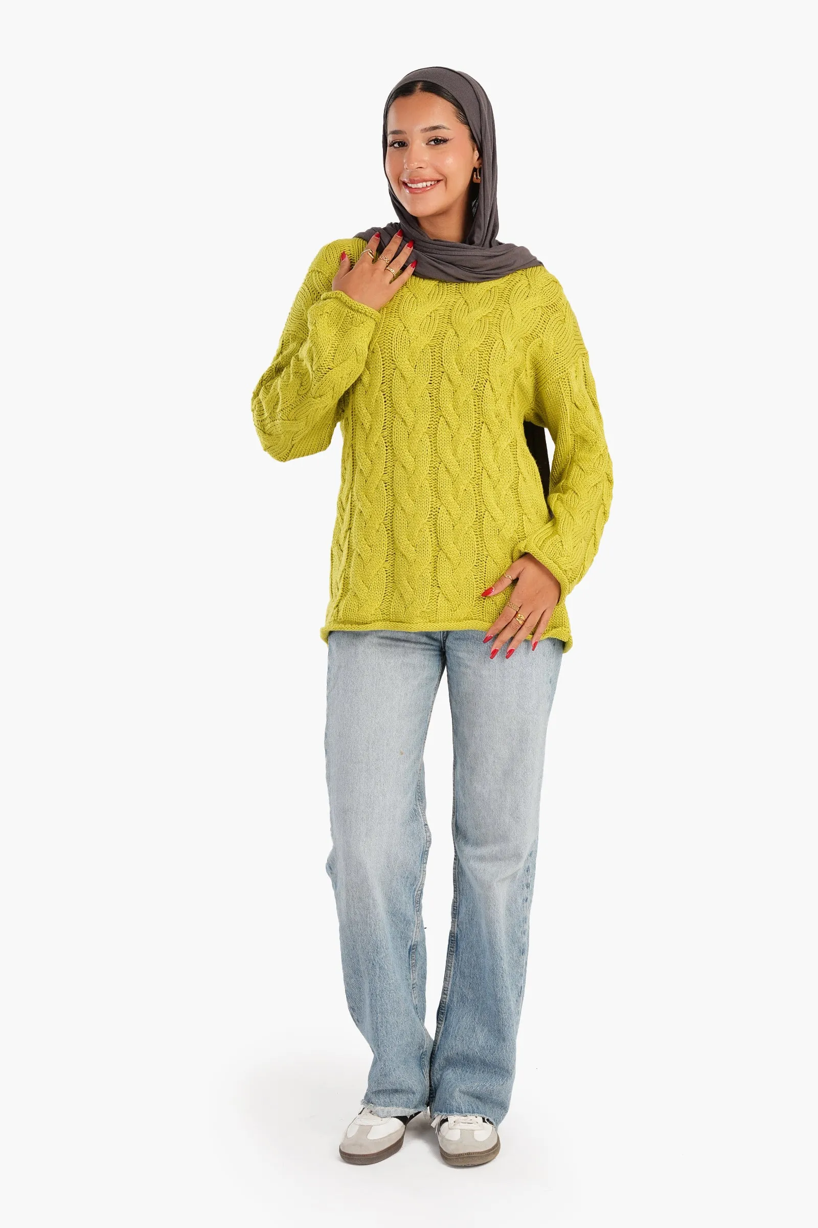 Cable Knitted Round Neck Pullover