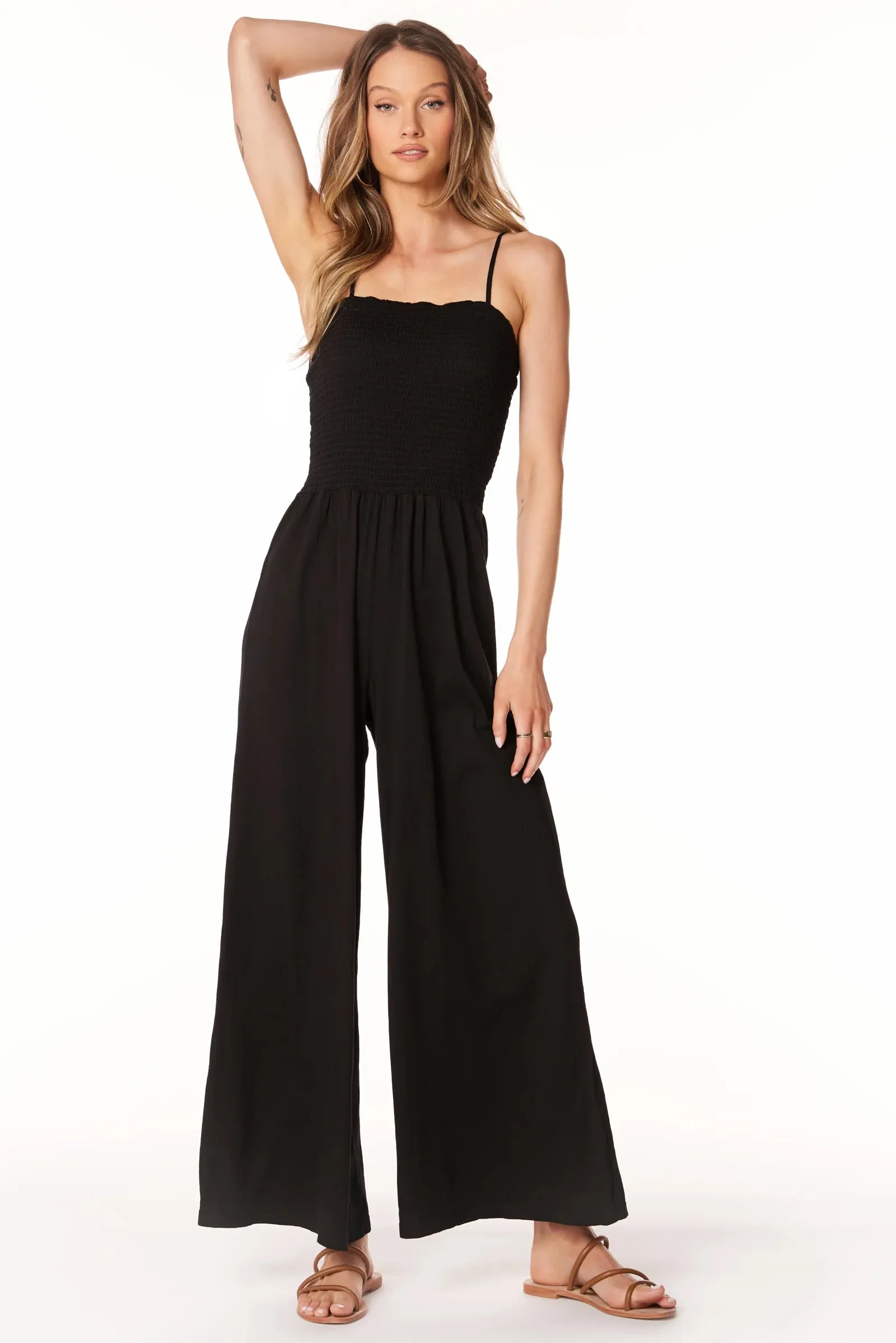 Cami Strap Smocked Jumpsuit by Bobi