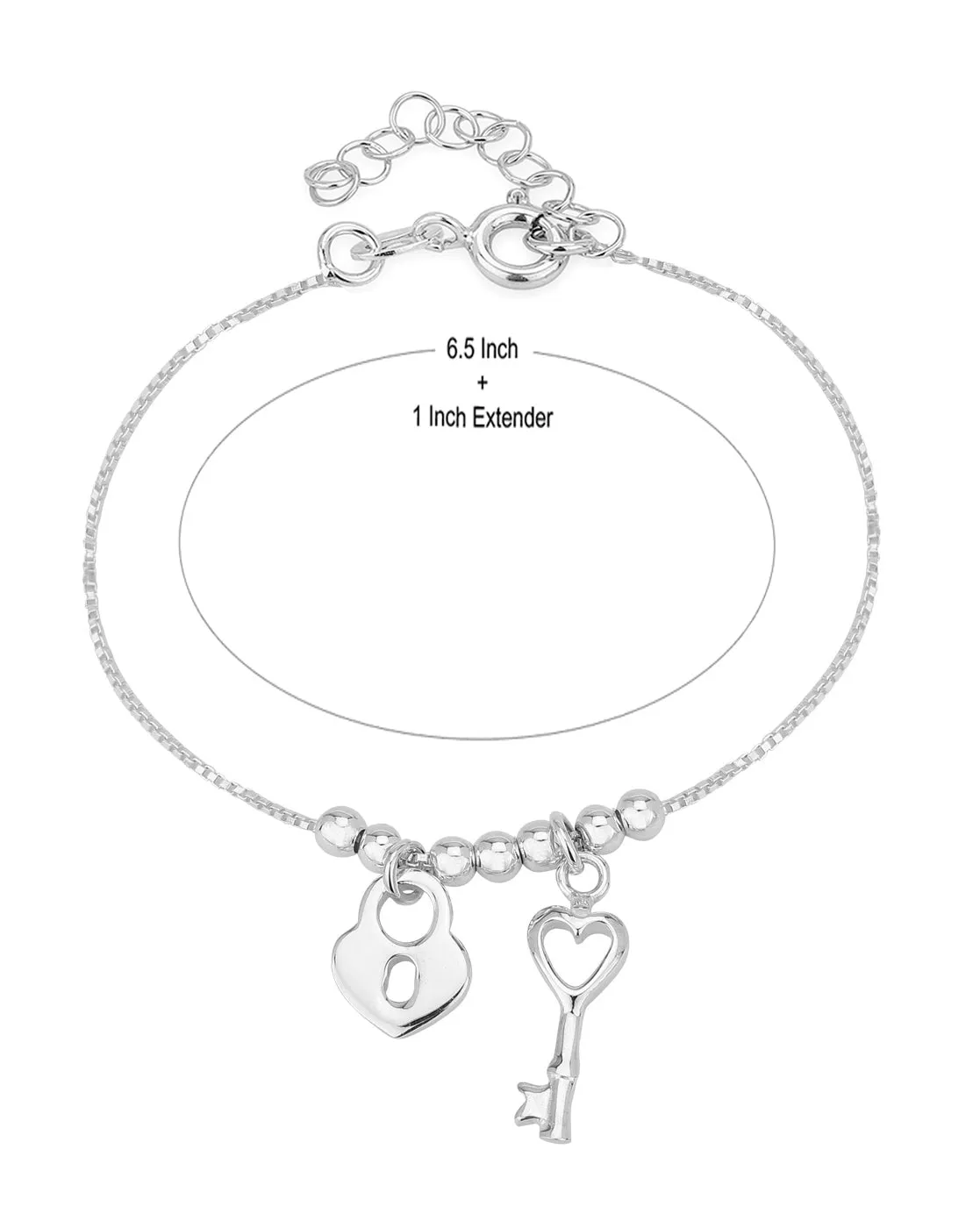 Carlton London 925 Sterling Silver Rhodium Plated Charm Bracelet