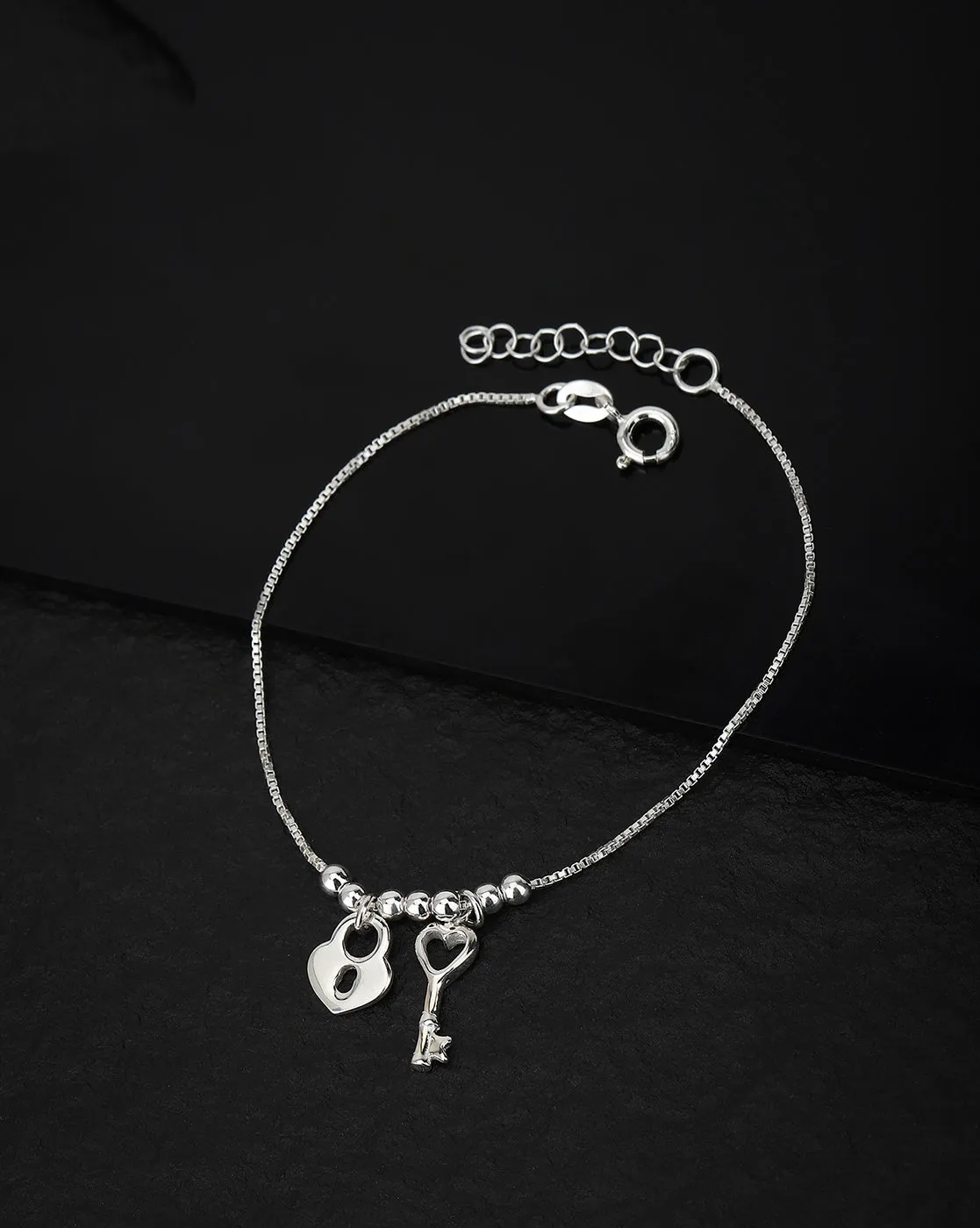 Carlton London 925 Sterling Silver Rhodium Plated Charm Bracelet