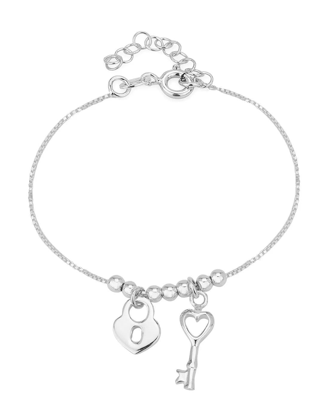 Carlton London 925 Sterling Silver Rhodium Plated Charm Bracelet