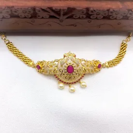 Charming Peacock White Zircon (CZ) stone Armlet cum Choker