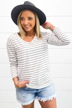 Classic Days Top - Black/White Stripes