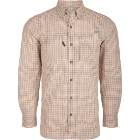 Classic Seersucker Grid Check Button-Down Long Sleeve Shirt