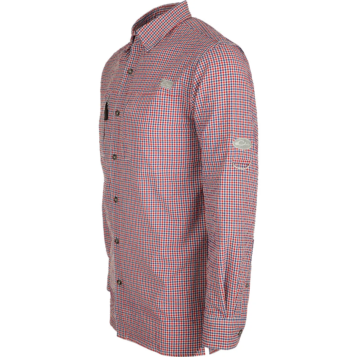 Classic Seersucker Grid Check Button-Down Long Sleeve Shirt