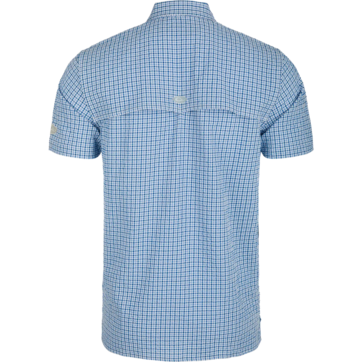 Classic Seersucker Grid Check Button-Down Short Sleeve Shirt