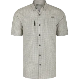 Classic Seersucker Grid Check Button-Down Short Sleeve Shirt