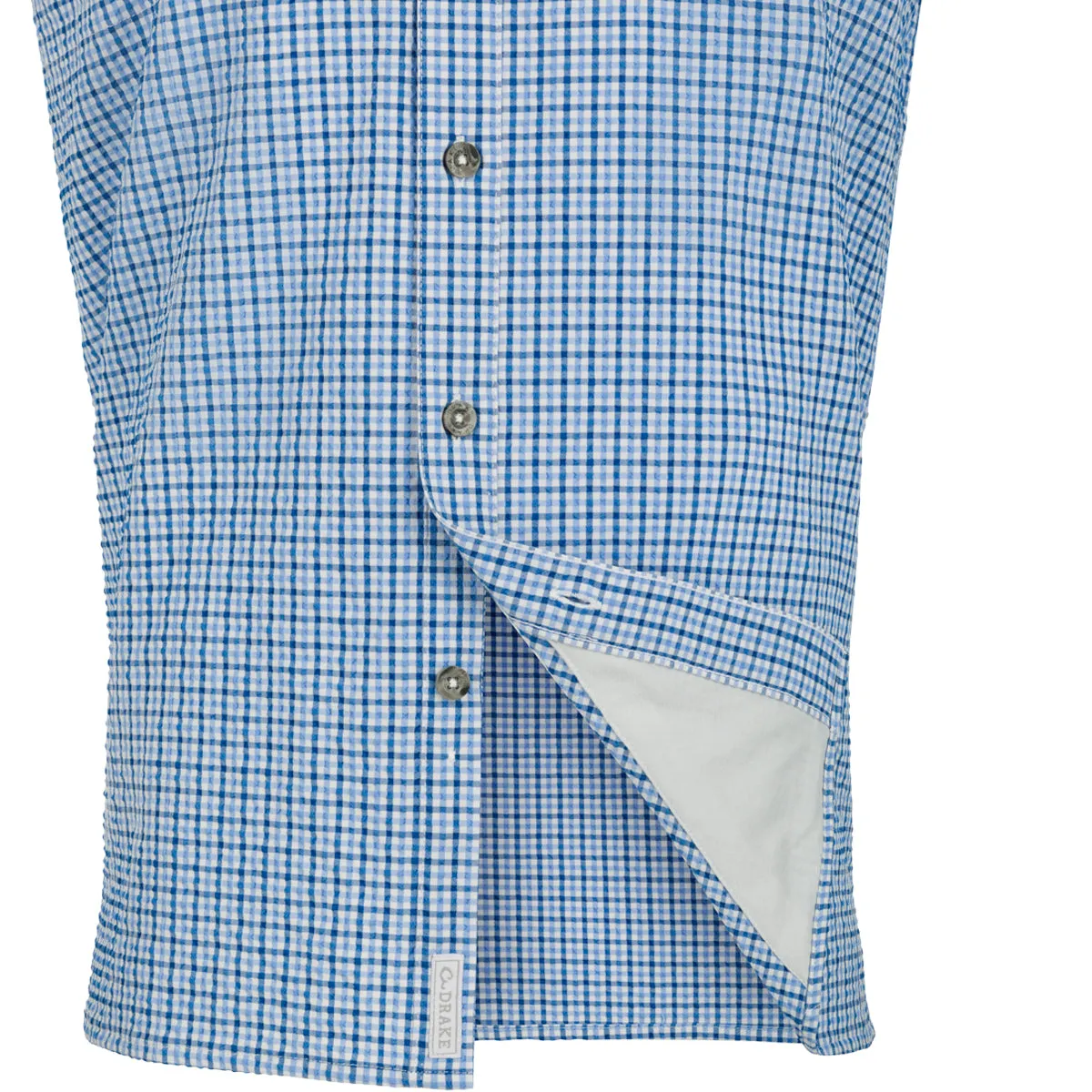 Classic Seersucker Grid Check Button-Down Short Sleeve Shirt